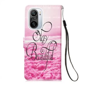 Θήκη Xiaomi Poco F3 / Mi 11i Βιβλίο Ροζ Σύννεφα 3D Painting Horizontal Flip Case Pink Clouds