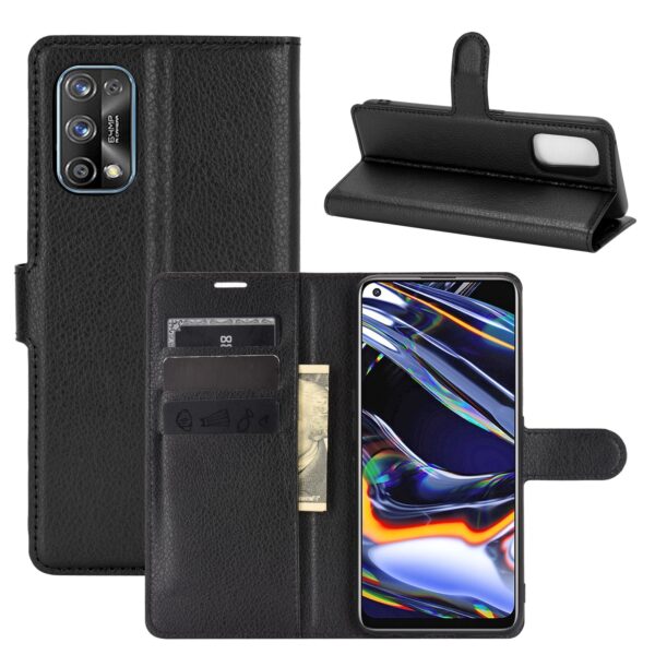 Θήκη Realme 7 Pro Βιβλίο Μαύρο Litchi Texture Horizontal Flip Protective Case Black