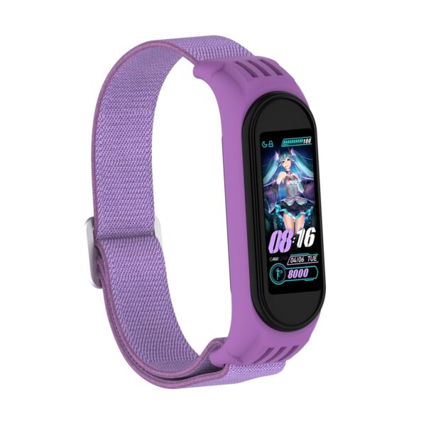 Λουράκι Xiaomi Mi Band 3 / 4 / 5 / 6 Μωβ Twill 8-shaped Buckle Elastic Replacement Strap Watchband Purple