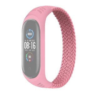 Λουράκι Xiaomi Mi Band 3 / 4 / 5 / 6 Universal Nylon Elasticity Weave Replacement Strap Watchband, Size:L 170mm Pink