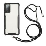 Forcell Samsung Galaxy S20 Shockproof with Neck Lanyard Θήκη με Πλαίσιο Σιλικόνης Διάφανη - Black