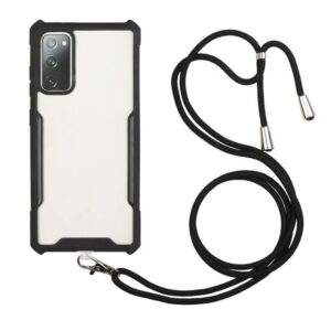 Forcell Samsung Galaxy S20 Shockproof with Neck Lanyard Θήκη με Πλαίσιο Σιλικόνης Διάφανη - Black