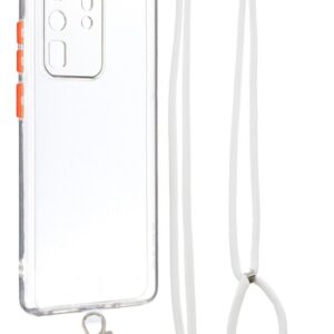 Forcell Samsung Galaxy S20 Ultra Contrast Color Button & Neck Lanyard Θήκη με Πλαίσιο Σιλικόνης - Διάφανη