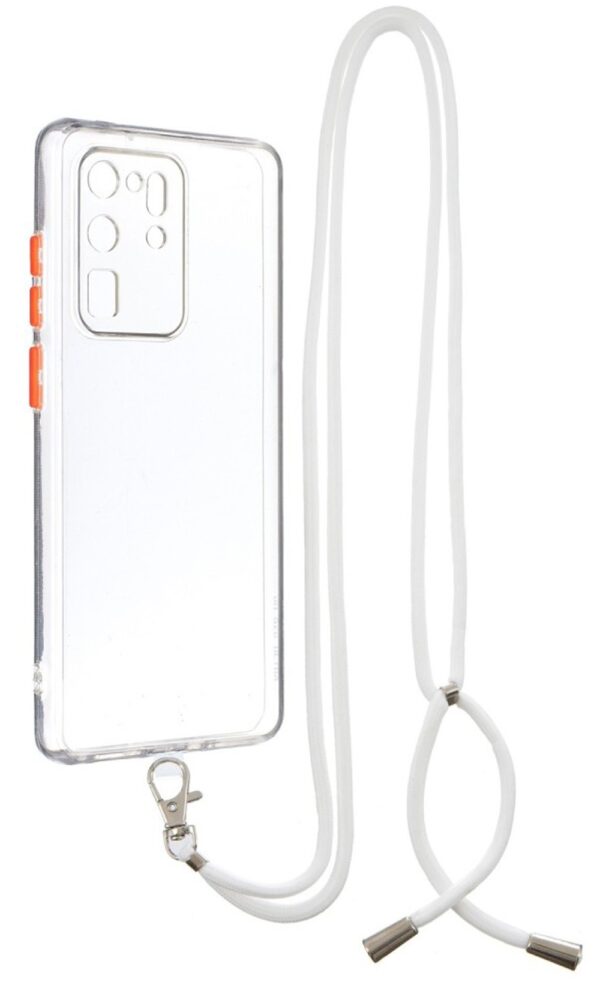 Forcell Samsung Galaxy S20 Ultra Contrast Color Button & Neck Lanyard Θήκη με Πλαίσιο Σιλικόνης - Διάφανη