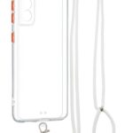 Forcell Samsung Galaxy S21 5G Contrast Color Button & Neck Lanyard Θήκη Με Πλαίσιο Σιλικόνης - Διάφανη