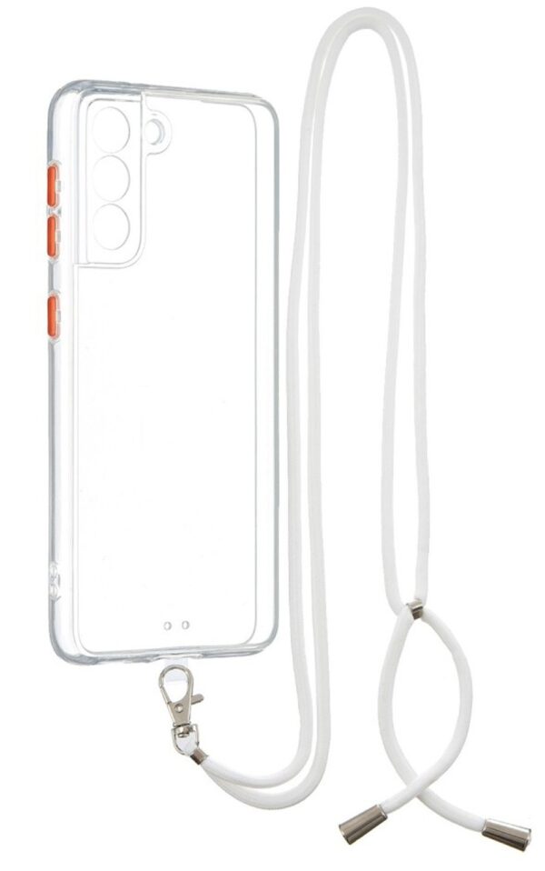 Forcell Samsung Galaxy S21 5G Contrast Color Button & Neck Lanyard Θήκη Με Πλαίσιο Σιλικόνης - Διάφανη