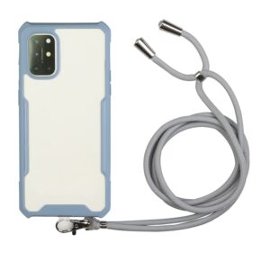 Θήκη Xiaomi Redmi 9T / Xiaomi Poco M3 Μπλε - Γκρι με Λουράκι Acrylic + Color TPU Shockproof Case with Neck Lanyard Blue - Grey