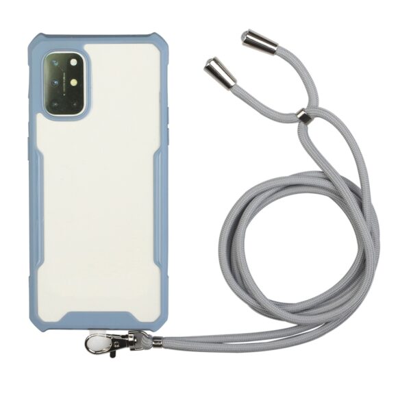 Θήκη Xiaomi Redmi 9T / Xiaomi Poco M3 Μπλε - Γκρι με Λουράκι Acrylic + Color TPU Shockproof Case with Neck Lanyard Blue - Grey