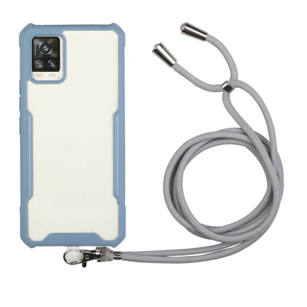 Samsung Galaxy A72 4G / A72 5G Θήκη Μπλε - Γκρι με Λουράκι Acrylic + Color TPU Shockproof Case with Neck Lanyard Blue - Grey