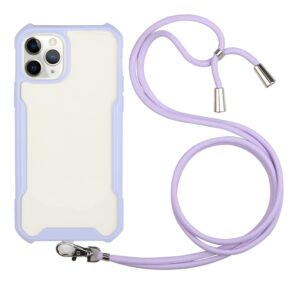 Θήκη iPhone 12 Pro Max Μωβ με Λουράκι Acrylic + Color TPU Shockproof Case with Neck Lanyard Purple