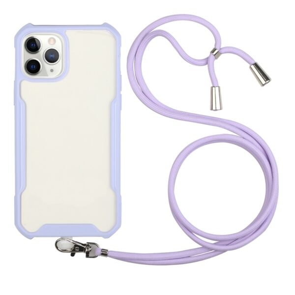 Θήκη iPhone 12 Pro Max Μωβ με Λουράκι Acrylic + Color TPU Shockproof Case with Neck Lanyard Purple