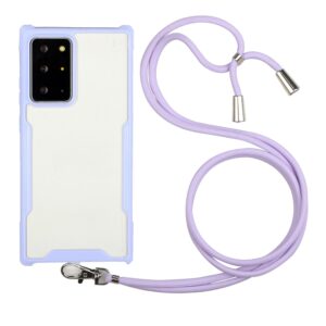 Θήκη Samsung Galaxy S20 Ultra Μωβ με Λουράκι Acrylic + Color TPU Shockproof Case with Neck Lanyard Purple