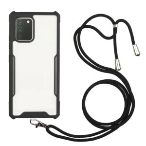 Θήκη Samsung Galaxy A41 Μαύρη με Λουράκι Acrylic + Color TPU Shockproof Case with Neck Lanyard Black