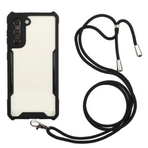 Θήκη Samsung Galaxy S21 Plus 5G Μαύρη με Λουράκι Acrylic + Color TPU Shockproof Case with Neck Lanyard Black