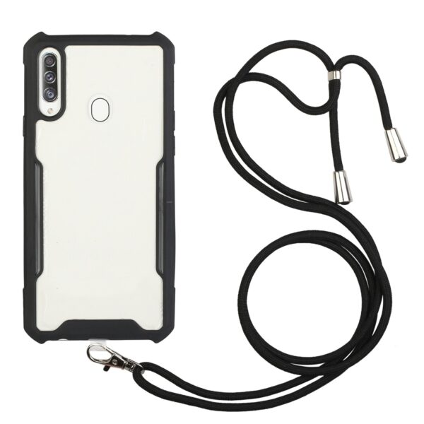 Θήκη Samsung Galaxy A40 Μαύρη με Λουράκι Acrylic + Color TPU Shockproof Case with Neck Lanyard Black