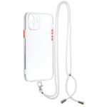 Θήκη iPhone 12 Διάφανη με Λουράκι Transparent PC+TPU Phone Case with Contrast Color Button & Neck Lanyard Transparent