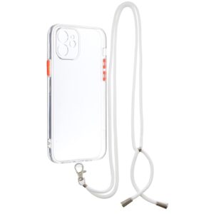 Θήκη iPhone 12 Διάφανη με Λουράκι Transparent PC+TPU Phone Case with Contrast Color Button & Neck Lanyard Transparent