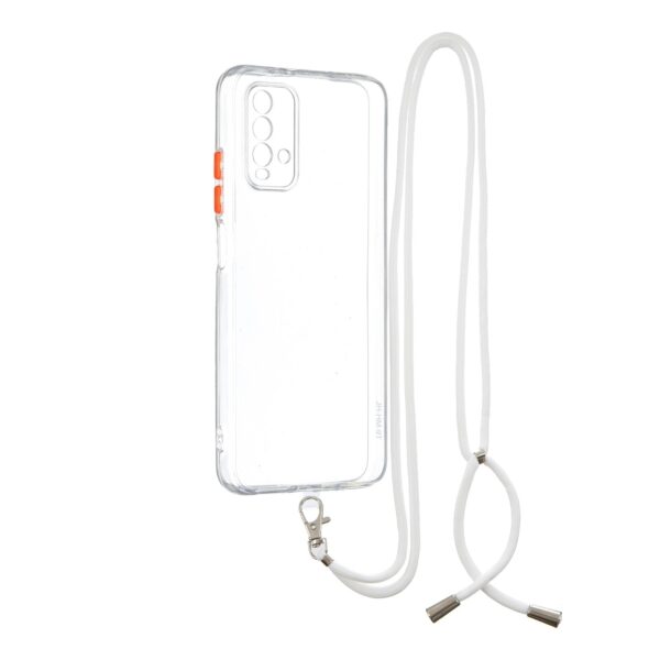 Θήκη Xiaomi Redmi 9T Διάφανη με Λουράκι Transparent PC+TPU Phone Case with Contrast Color Button & Neck Lanyard Transparent