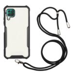 Θήκη Huawei P40 Lite Μαύρη με Λουράκι Acrylic + Color TPU Shockproof Case with Neck Lanyard Black