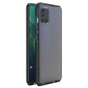 Θήκη Samsung Galaxy A21s Σιλικόνης Διάφανη - Μαύρη Spring TPU Back Cover Case with Frame Transparent - Black