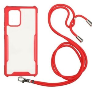 Forcell Xiaomi Redmi Note 10 4G / Note 10S / Poco M5s Lanyard Θήκη με Λουράκι Διάφανη - Red