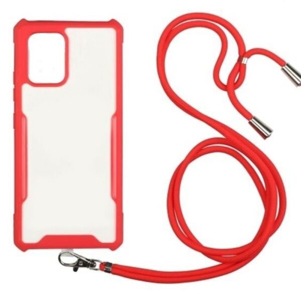 Forcell Xiaomi Redmi Note 10 4G / Note 10S / Poco M5s Lanyard Θήκη με Λουράκι Διάφανη - Red Forcell Xiaomi Redmi Note 10 4G / Note 10S / Poco M5s Lanyard Θήκη με Λουράκι Διάφανη - Red