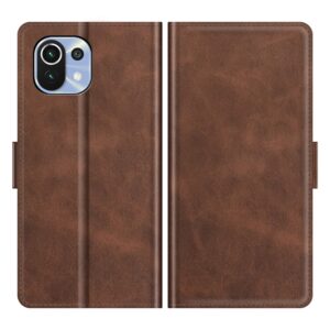 Θήκη Xiaomi Mi 11 Lite 4G / Mi 11 Lite 5G Βιβλίο Καφέ Dual-side Magnetic Buckle Horizontal Flip Case Brown