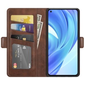 Θήκη Xiaomi Mi 11 Lite 4G / Mi 11 Lite 5G Βιβλίο Καφέ Dual-side Magnetic Buckle Horizontal Flip Case Brown