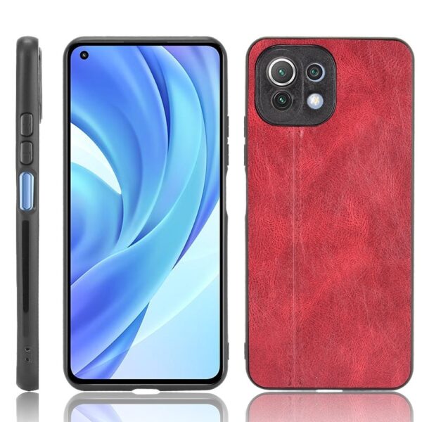 Θήκη Xiaomi Mi 11 Lite 4G / Mi 11 Lite 5G Κόκκινη Shockproof Sewing Cow Pattern Skin PC + PU + TPU Case Red