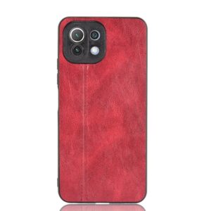 Θήκη Xiaomi Mi 11 Lite 4G / Mi 11 Lite 5G Κόκκινη Shockproof Sewing Cow Pattern Skin PC + PU + TPU Case Red