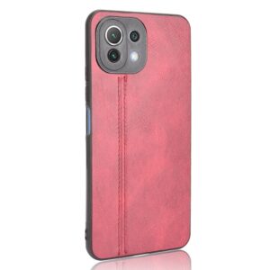 Θήκη Xiaomi Mi 11 Lite 4G / Mi 11 Lite 5G Κόκκινη Shockproof Sewing Cow Pattern Skin PC + PU + TPU Case Red