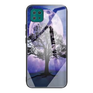 Θήκη Samsung Galaxy A22 5G Με Πλαίσιο Σιλικόνης Και Όψη Γυαλιού Colorful Painted Glass Shockproof Protective Case Tree
