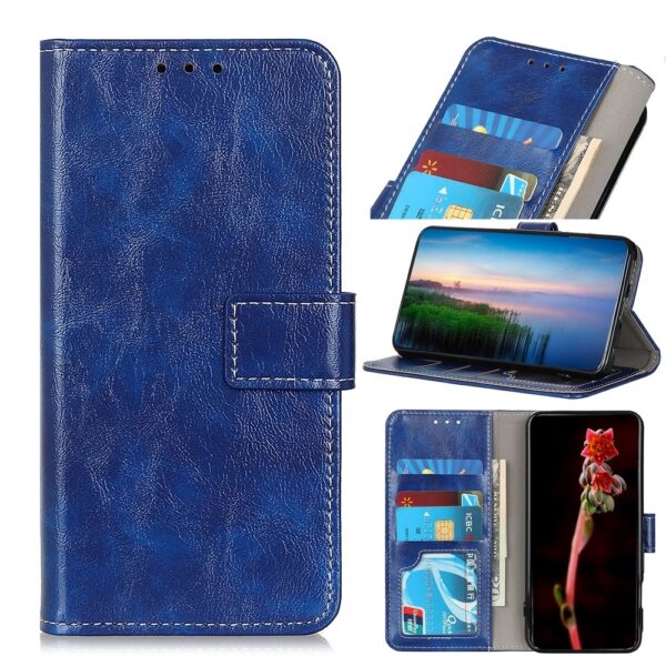 Θήκη Xiaomi Redmi Note 10 4G / Note 10S / Poco M5s Βιβλίο Μπλε Retro Crazy Horse Texture Horizontal Flip Case Blue