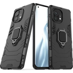 Σκληρή Θήκη Xiaomi Mi 11 Μαύρη Με Σταντ Shockproof PC + TPU Protective Case with Magnetic Ring Holder Black