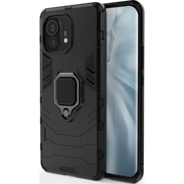 Σκληρή Θήκη Xiaomi Mi 11 Μαύρη Με Σταντ Shockproof PC + TPU Protective Case with Magnetic Ring Holder Black Σκληρή Θήκη Xiaomi Mi 11 Μαύρη Με Σταντ Shockproof PC + TPU Protective Case with Magnetic Ring Holder Black