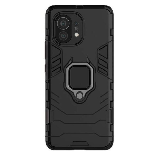 Σκληρή Θήκη Xiaomi Mi 11 Μαύρη Με Σταντ Shockproof PC + TPU Protective Case with Magnetic Ring Holder Black