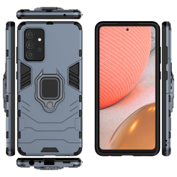 Samsung Galaxy A72 4G / A72 5G Σκληρή Θήκη Μπλε Με Σταντ Shockproof PC + TPU Protective Case with Magnetic Ring Holder Blue