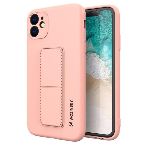 Θήκη iPhone 12 mini Σιλικόνης Ροζ - Χρυσή Wozinsky Kickstand Case Flexible Silicone Cover With A Stand Rose - Gold
