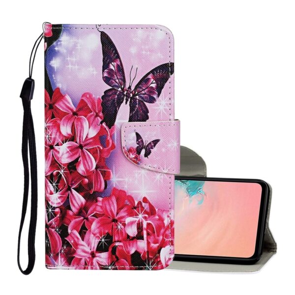 Samsung Galaxy A72 4G / A72 5G Θήκη Βιβλίο Colored Drawing Pattern Horizontal Flip Case Red Flower Butterfly