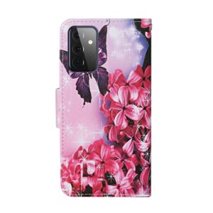 Samsung Galaxy A72 4G / A72 5G Θήκη Βιβλίο Colored Drawing Pattern Horizontal Flip Case Red Flower Butterfly