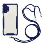 Samsung Galaxy A32 5G Θήκη Σκούρο Μπλε με Λουράκι Acrylic + Color TPU Shockproof Case with Neck Lanyard Dark Blue