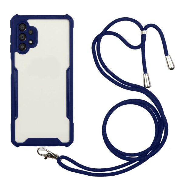 Samsung Galaxy A32 5G Θήκη Σκούρο Μπλε με Λουράκι Acrylic + Color TPU Shockproof Case with Neck Lanyard Dark Blue