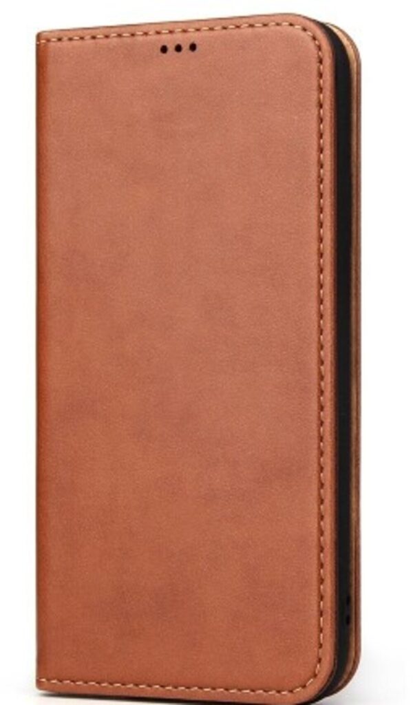 iPhone XR Θήκη Βιβλίο Καφέ Dermis Texture PU Horizontal Flip Leather Case Brown