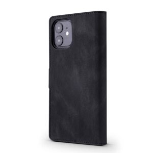 Θήκη iPhone 12 / 12 Pro Βιβλίο Μαύρο TAOKKIM Retro Matte Case with Holder & Card Slots Black
