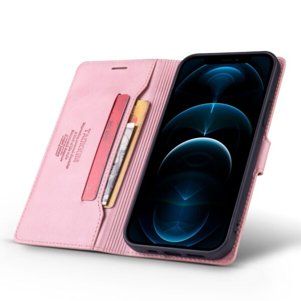 Θήκη iPhone 12 / 12 Pro Βιβλίο Ροζ TAOKKIM Retro Matte Case with Holder & Card Slots Pink