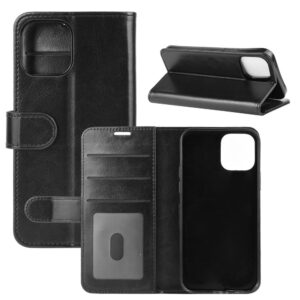 Θήκη Βιβλίο iPhone 12 / 12 Pro Μαύρη R64 Single Fold Horizontal Flip Leather Black
