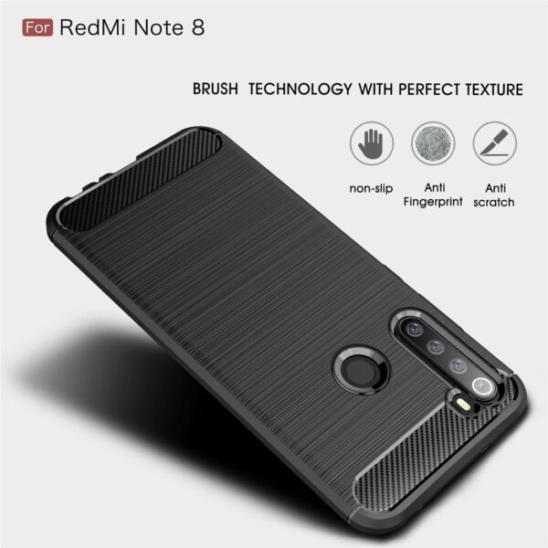 Θήκη Xiaomi Redmi Note 8 / Note 8 2021 Σιλικόνης Brushed Texture Carbon Fiber TPU Μπλε Silicone Case Blue