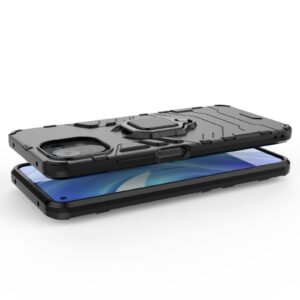 Σκληρή Θήκη Xiaomi Mi 11 Lite 4G / Mi 11 Lite 5G Μαύρη Με Σταντ Shockproof PC + TPU Case with Magnetic Ring Holder Black