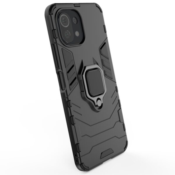 Σκληρή Θήκη Xiaomi Mi 11 Lite 4G / Mi 11 Lite 5G Μαύρη Με Σταντ Shockproof PC + TPU Case with Magnetic Ring Holder Black