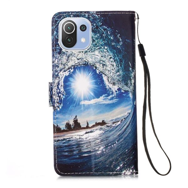 Θήκη Xiaomi Mi 11 Lite 4G / Mi 11 Lite 5G Βιβλίο Κύματα Colored Drawing Pattern Plain Weave Horizontal Flip Case Waves And Sun